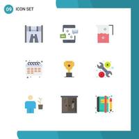 Universal Icon Symbols Group of 9 Modern Flat Colors of student education message calendar food Editable Vector Design Elements