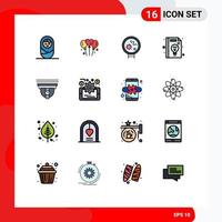 16 Thematic Vector Flat Color Filled Lines and Editable Symbols of cam security medical camera management Editable Creative Vector Design Elements