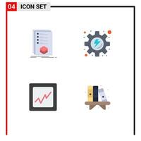 4 Flat Icon concept for Websites Mobile and Apps categories graph listing gear living Editable Vector Design Elements