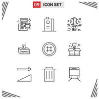 Pictogram Set of 9 Simple Outlines of influence corruption fruit juice bribe travel Editable Vector Design Elements