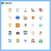 Pictogram Set of 25 Simple Flat Colors of camping travel list explore laboratory Editable Vector Design Elements