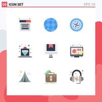 Set of 9 Modern UI Icons Symbols Signs for royal offer globe shopping line Editable Vector Design Elements