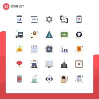 Modern Set of 25 Flat Colors Pictograph of cell phone cog help communication Editable Vector Design Elements