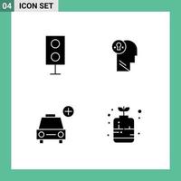 Pictogram Set of 4 Simple Solid Glyphs of devices think speaker head plus Editable Vector Design Elements