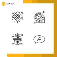 Modern Set of 4 Filledline Flat Colors and symbols such as chinese growth celebration management marketing Editable Vector Design Elements