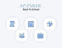 Back To School Blue Icon Pack 5 Icon Design. cut. lunch. education. learning. drink vector