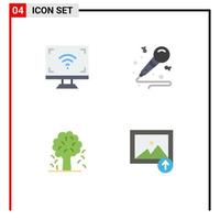 Set of 4 Vector Flat Icons on Grid for electronics tree smart music apple tree Editable Vector Design Elements