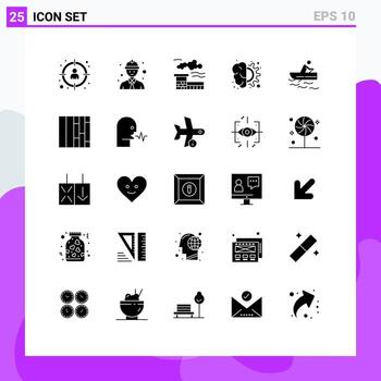 25 glifos sólidos universales establecidos para aplicaciones web y móviles diseño de proceso de fábrica de pensamiento de remo elementos de diseño vectorial editables vector
