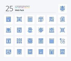 paquete web 25 paquete de iconos de color azul que incluye web. texto. computadora. foto. web vector