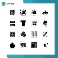 Universal Icon Symbols Group of 16 Modern Solid Glyphs of dimm component sunset cards xbox Editable Vector Design Elements
