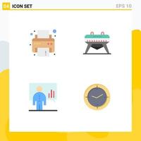 4 Universal Flat Icon Signs Symbols of device man gymnastic analytics time Editable Vector Design Elements