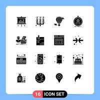 16 iconos creativos signos y símbolos modernos de temporizador de salario cronómetro de globo volador elementos de diseño vectorial editables rápidos vector