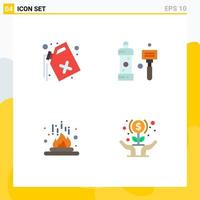 Set of 4 Modern UI Icons Symbols Signs for can chemical waste cleaning heat Editable Vector Design Elements