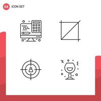 Stock Vector Icon Pack of 4 Line Signs and Symbols for calculator marketing technology tool recruitment Editable Vector Design Elements