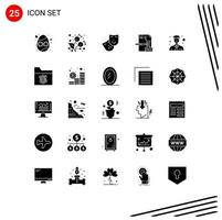 25 Universal Solid Glyphs Set for Web and Mobile Applications man file mask dmca copyright Editable Vector Design Elements