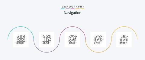 paquete de iconos de la línea de navegación 5 que incluye cronómetro. navegación. GPS. dirección. estrella vector