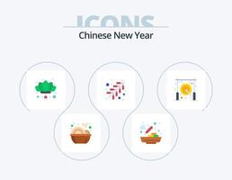 año nuevo chino paquete de iconos planos 5 diseño de iconos. campana. trabaja. China. religión. Año nuevo vector