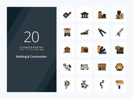 20 Building And Construction line Filled icon for presentation vector