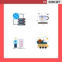 4 concepto de icono plano para sitios web móviles y aplicaciones conectar gráfico servidor café presentación elementos de diseño vectorial editables vector