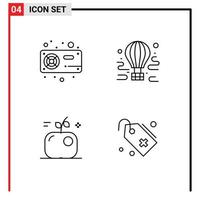 Line Pack of 4 Universal Symbols of computer balloon radiator airdrop education Editable Vector Design Elements