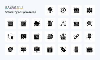 25 Seo Solid Glyph icon pack vector