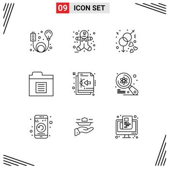 9 User Interface Outline Pack of modern Signs and Symbols of file design gender bezier files Editable Vector Design Elements