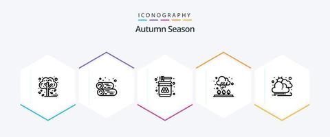 Autumn 25 Line icon pack including autumn. rain. bee. cloud. sweet vector