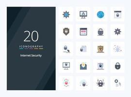 20 Internet Security Flat Color icon for presentation vector