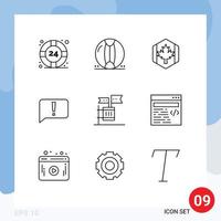 Set of 9 Modern UI Icons Symbols Signs for ui error summer chat leaf Editable Vector Design Elements