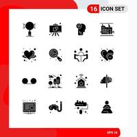 User Interface Pack of 16 Basic Solid Glyphs of fairy transport business train think Editable Vector Design Elements