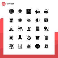 Solid Glyph Pack of 25 Universal Symbols of operator speech environment presentation gallery Editable Vector Design Elements