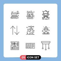 Universal Icon Symbols Group of 9 Modern Outlines of pump change symbol arrow warrior Editable Vector Design Elements