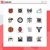 Set of 16 Modern UI Icons Symbols Signs for weather sky money rainbow ride Editable Creative Vector Design Elements