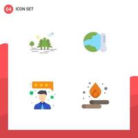 Flat Icon Pack of 4 Universal Symbols of mountain temperature nature environment feedback Editable Vector Design Elements