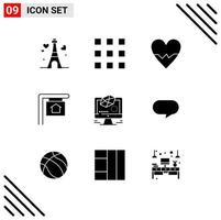 User Interface Pack of 9 Basic Solid Glyphs of design sign number house skin Editable Vector Design Elements