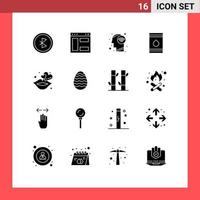 Pack of 16 Modern Solid Glyphs Signs and Symbols for Web Print Media such as eco fuel website oil wifi signal Editable Vector Design Elements