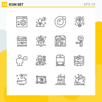 Mobile Interface Outline Set of 16 Pictograms of park solution support idea financial Editable Vector Design Elements