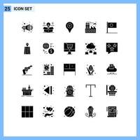 Modern Set of 25 Solid Glyphs and symbols such as bangla factory location life plus Editable Vector Design Elements
