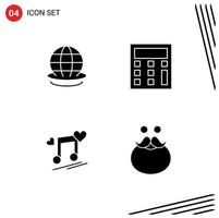 Stock Vector Icon Pack of 4 Line Signs and Symbols for earth lyrics world math song Editable Vector Design Elements
