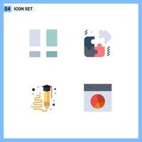 Set of 4 Modern UI Icons Symbols Signs for collage learning photo business write Editable Vector Design Elements