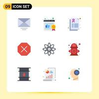 9 iconos creativos signos y símbolos modernos de control ciencia cuidado física negado elementos de diseño vectorial editables vector