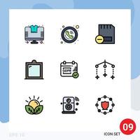 conjunto de 9 iconos de interfaz de usuario modernos símbolos signos para muebles de ventana hardware de decoración de teléfono elementos de diseño vectorial editables vector