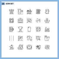 Mobile Interface Line Set of 25 Pictograms of refrigerator electronic device lab paid invoice Editable Vector Design Elements