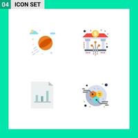 Group of 4 Flat Icons Signs and Symbols for beach ball graph bank digital molecules Editable Vector Design Elements