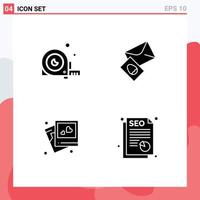 Set of Commercial Solid Glyphs pack for measurement frame ruler mail heart Editable Vector Design Elements