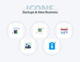 startups y nuevos negocios flat icon pack 5 diseño de iconos. calendario. registro. calculos hojas. documentos vector