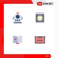 Set of 4 Modern UI Icons Symbols Signs for fire wedding kitchen book audio Editable Vector Design Elements