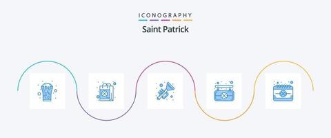 Paquete de íconos Saint Patrick Blue 5 que incluye calendario. Smo. tienda. junta. irlandesa vector