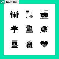 Pictogram Set of 9 Simple Solid Glyphs of hotel irish bath ireland clover Editable Vector Design Elements