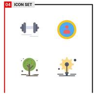 4 Universal Flat Icon Signs Symbols of dumbbell plant motivation user bulb Editable Vector Design Elements